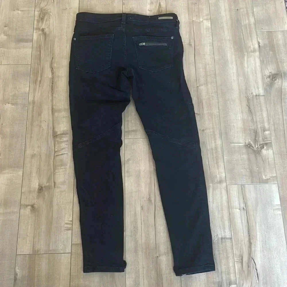 Anthro Pilcro and the Letterpress Skinny Moto Jeans Ankle Zipper Black Sz 27